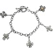 Sterling Silver and 14K Yellow Gold Cross Bracelet