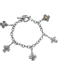 Sterling Silver and 14K Yellow Gold Cross Bracelet -- LIFETIME WARRANTY