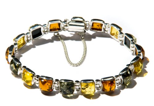Sterling Silver Multi-Color Amber Bracelet