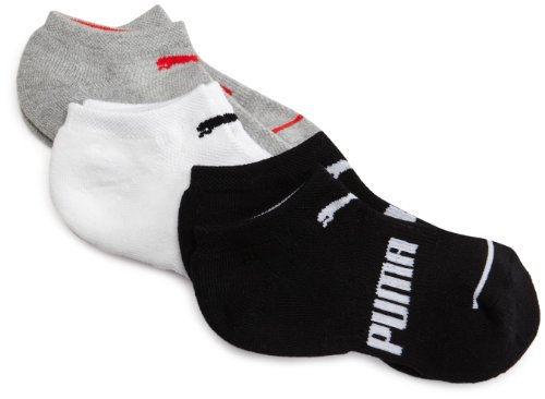 Puma  Boys 8-20 3 Pack Runner Socks,Black/Heather/White,8.5 – 2 shoe/7-8.5 sock