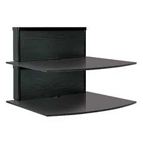 Bell'O BWS101 Two-Shelf Component Wall Shelf System with Multiple Wood Finish Panels or Paintable Options (Black)