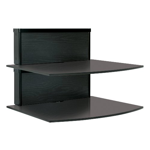 Bell'O BWS101 Two-Shelf Component Wall Shelf System with Multiple Wood Finish Panels or Paintable Options Black