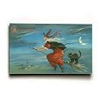 Halloween, Witch and Cat on Broom , 12x8