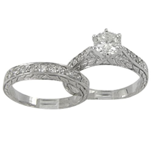 Antique Diamond Engagement Ring Set w/EGL H SI1 5/8ct Center