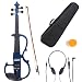 Cecilio 4/4CEVN-2BL Solid Wood Blue Metallic Electric/Silent Violin with Ebony Fittings in Style 2 (