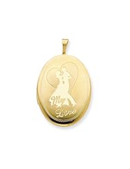 1/20 Gold Filled 20mm My Love with Couple Oval Locket - Chain Included