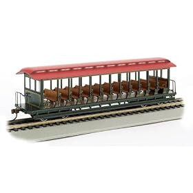 Bachmann Trains Jackson Sharp Open-Sided Excursion Car - Green and Red