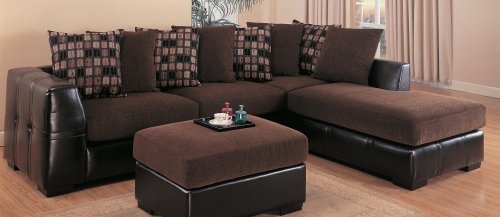 Microfiber Sectional Sofa with Chaise on Right   Coaster