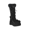 DEMONIA CUB-311 Pleaser Womens Shoes Boots Rabbit Fur Black Veggie Suede Cubby Knee High Platform Sexy Hot