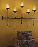Contemporary Large Black Iron 5 Candle Wall Sconce NEW
