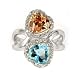 Jewelry : CHAMPAGNE / BLUE 2 HEART CUBIC ZIRCONIA RING