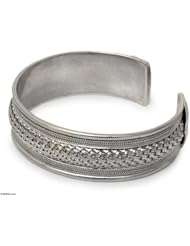Sterling silver cuff bracelet, Rattan - Handmade Sterling Silver Cuff Bracelet