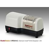 Chefs Choice 220 Hybrid Diamond Hone Knife Sharpener, White and Brushed Stainless Steel