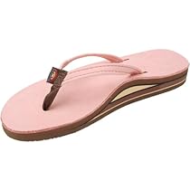 Big Sale Best Cheap Deals Womens Rainbow Sandals Premier Leather Double Stack Narrow Strap Pink Medium (6.5-7.5)