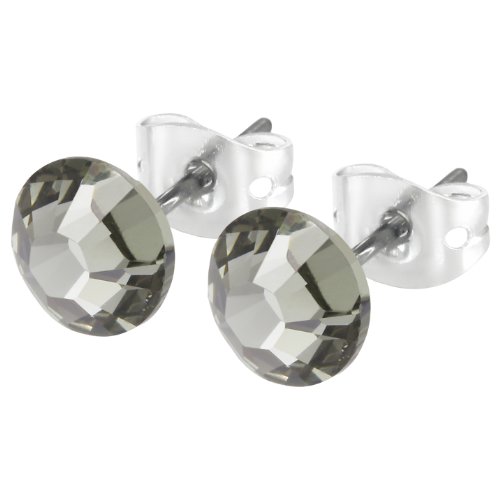 Sparkle Earrings , black diamond/silver-plated, ss 34