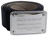 Dolce & Gabbana 90cm Black Pebbled Leather Engraved Buckle Belt BC1836-A5174-80999-90