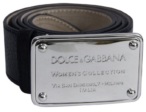 Dolce & Gabbana 90cm Black Pebbled Leather Engraved Buckle Belt BC1836-A5174-80999-90