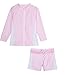 SwimZip Girls Long Sleeve Rash Guard Swim Shorts Set with UPF 50+