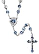 Boxed Metal Rosary - Our Lady of Grace - Enamel Blue - 4mm Metal Beads - 22in. Chain - IMPORTED FROM ITALY