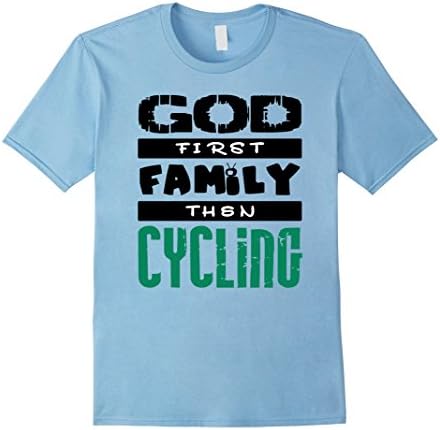 Men's God first, family then Cycling shirts Large Baby Blue