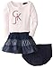 Calvin Klein Baby-Girls Infant White Ruffled Dress Blue
