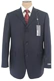 Kenneth Cole Mens Single Breasted 3 Button Navy Blue Pinstripe Wool Suit - Size 43R