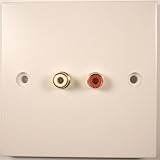Euronetwork Wall Plate (loaded) 2 x RCA Socket (Phono) - Red & White plus a 45mm backbox