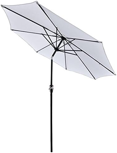 9' Ft Aluminum Outdoor Patio Umbrella Market Yard Beach w/ Crank (White)