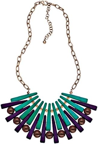 Blu Bijoux Teal Purple and Brown Beaded Bib Necklace