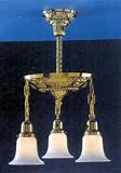 3-Light Pan Chandelier with Roped Stem - Chrome Plated Brass -