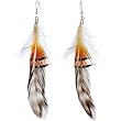 Striped in Style Drop Feather Earrings
