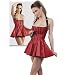 Luxus Satin Neckholder Korsett Kleid rot-schwarz - Gr. 86 cm