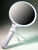 Lighted Swivel 1X/10X Hand Mirror w/Stand