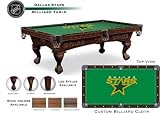 PT9-ECST 9' Elmhurst Legs and Cinnamon Finish Pool Table with Dallas Stars