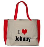 I Love/Heart Johnny Large BELLA TOTEBAG w/ pockets (Choice of Colors)