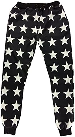 YY trend Black and White Digital Print Five Stars Sweatpants Joggers