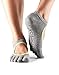 toesox Women's Bella Full Toe Grip Non-Slip for Yoga, Pilates, Barre, Ballet Toe Socks, Small, Heather Grey/Lime Trim