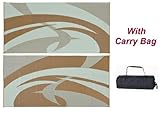 Reversible RV Patio Outdoor Mat Camping Rug with Carry Bag Brown & Beige 9' X 18' Swirl Pattern Mat 159187