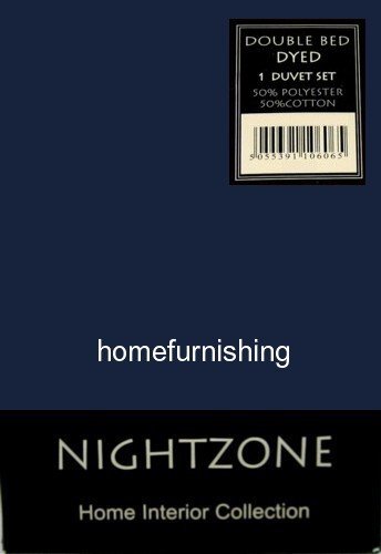 Navy Blue Plain Dyed Double Duvet/Quilt Cover Set With Pillow Cases