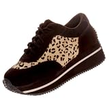 VOLATILE Expulsion Animal Womens Suede Wedge Platform Shoes Sneakers Brown Leopard