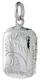 Small Sterling Silver Hand Engraved Rectangular Locket, 1/2 X 11/16