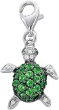 Turtle Charm, 14K White Gold with Diamonds