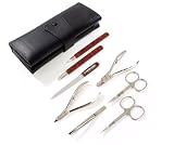 Top Quality Nickel Plated 8 piece Manicure Set in Brown Leather case [ Solingen, Germany ]