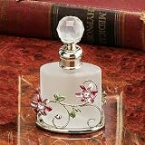 Floral Pink Glass Perfume Bottle Frosted Glass