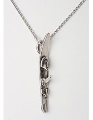 Large Water Ski Sterling Silver 20 Inch Necklace