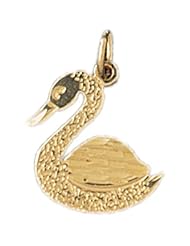 Dazzlers Solid 14k Gold Swan Charm Pendant Available in three colors from jewelsberry (weights: 1.0 grams only)