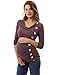 PattyBoutik Mama Cowl Neck Buttons Maternity Tunic Top (Heather Burgundy M)