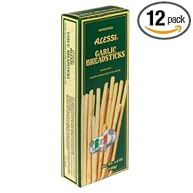 Alessi Garlic Breadsticks, 4.4-Ounce Boxes (Pack of 12)