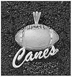 Logo Art Miami, FL Hurricanes Sterling Silver Football Pendant