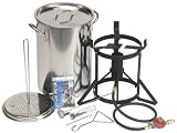 Eastman Outdoors 38075 Stainless Steel Turkey Fry Pot with Compact Burner, Injector, and Thermometer